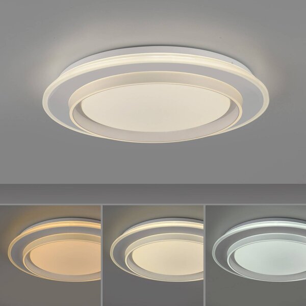 JUST LIGHT. GmbH Lampa sufitowa LED Lago, możliwość ściemniania, biały / opal, salon / jadalnia, metal, nowoczesny