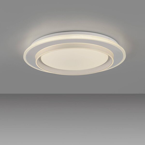 JUST LIGHT. GmbH Lampa sufitowa LED Lago, możliwość ściemniania, biały / opal, salon / jadalnia, metal, nowoczesny