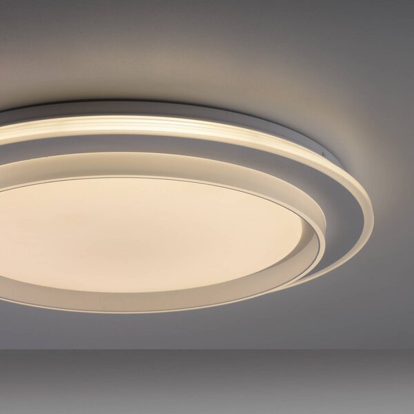 JUST LIGHT. GmbH Lampa sufitowa LED Lago, możliwość ściemniania, biały / opal, salon / jadalnia, metal, nowoczesny