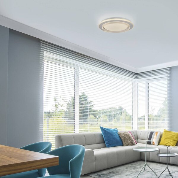 JUST LIGHT. GmbH Lampa sufitowa LED Lago, możliwość ściemniania, biały / opal, salon / jadalnia, metal, nowoczesny