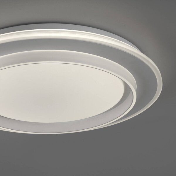JUST LIGHT. GmbH Lampa sufitowa LED Lago, możliwość ściemniania, biały / opal, salon / jadalnia, metal, nowoczesny