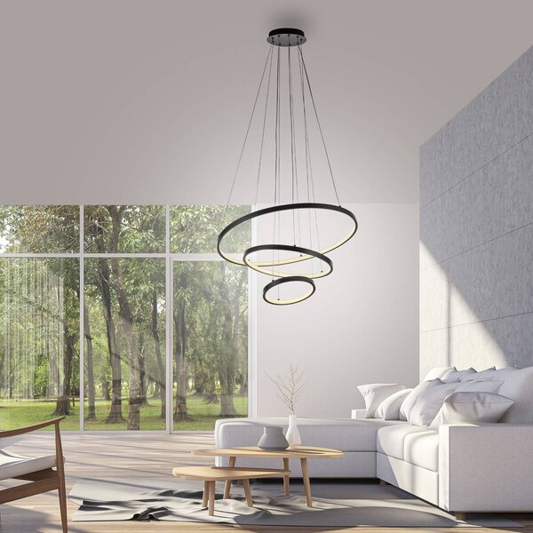 JUST LIGHT. GmbH Lampa wisząca Cerchi, czarny, salon / jadalnia, metal, nowoczesny