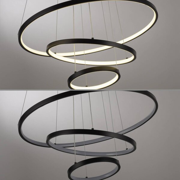 JUST LIGHT. GmbH Lampa wisząca Cerchi, czarny, salon / jadalnia, metal, nowoczesny