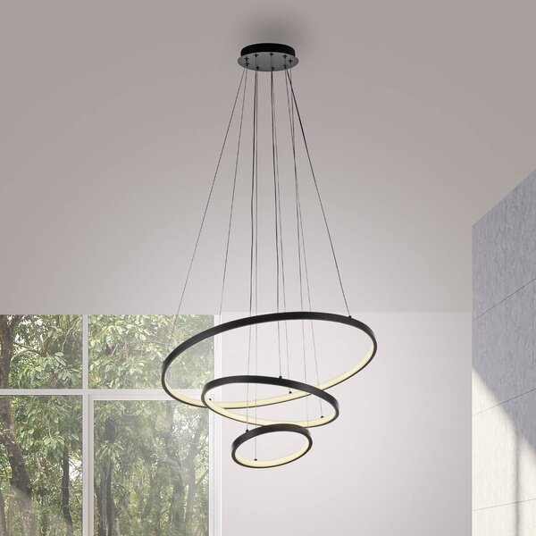 JUST LIGHT. GmbH Lampa wisząca Cerchi, czarny, salon / jadalnia, metal, nowoczesny
