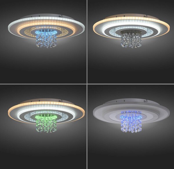 JUST LIGHT. GmbH Lampa sufitowa LED Tolago, możliwość ściemniania, biały / opal, salon / jadalnia, metal, nowoczesny