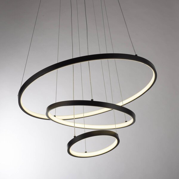 JUST LIGHT. GmbH Lampa wisząca Cerchi, czarny, salon / jadalnia, metal, nowoczesny