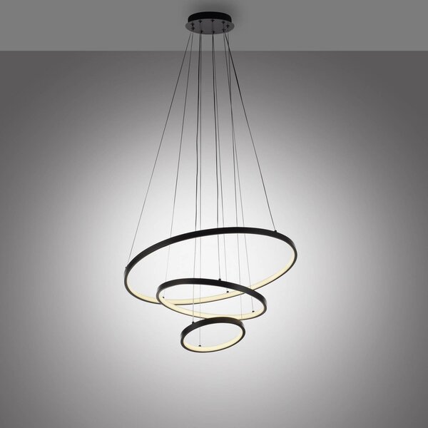 JUST LIGHT. GmbH Lampa wisząca Cerchi, czarny, salon / jadalnia, metal, nowoczesny