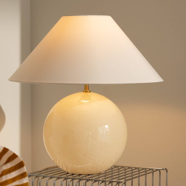 Globen Lighting Lampa stołowa IRIS, kremowy / amber, salon / jadalnia, tkanina / materiał / jedwab, skandynawski