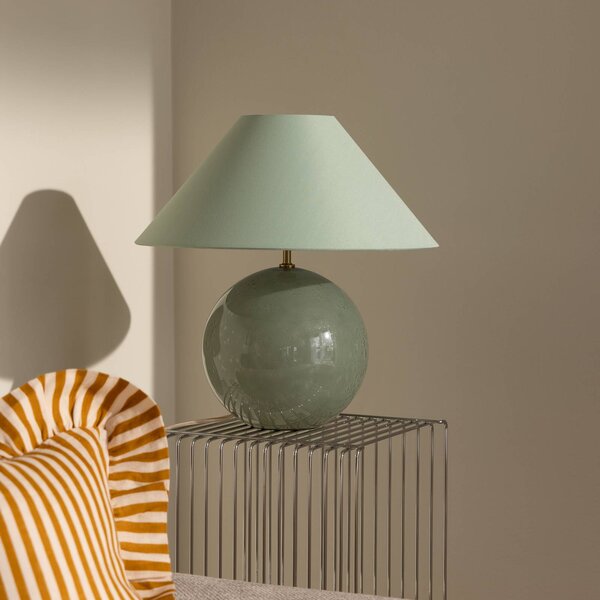 Globen Lighting Lampa stołowa IRIS, zielony, salon / jadalnia, tkanina / materiał / jedwab, skandynawski