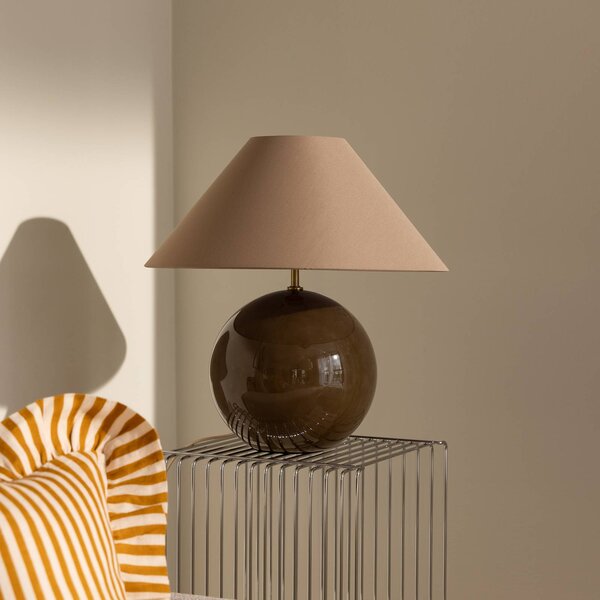 Globen Lighting Lampa stołowa IRIS, brązowy / rdzawy, salon / jadalnia, tkanina / materiał / jedwab, skandynawski