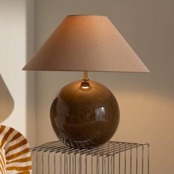Globen Lighting Lampa stołowa IRIS, brązowy / rdzawy, salon / jadalnia, tkanina / materiał / jedwab, skandynawski