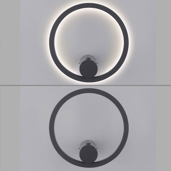 JUST LIGHT. GmbH Kinkiet LED Archie, możliwość ściemniania, czarny, salon / jadalnia, metal, nowoczesny