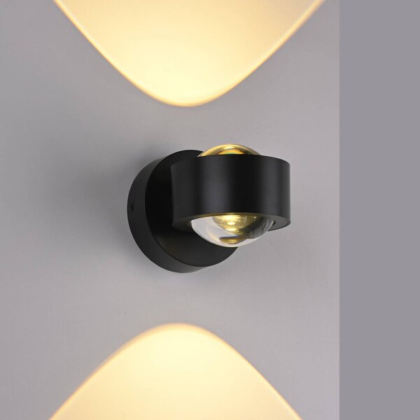 JUST LIGHT. GmbH Kinkiet LED Chia, możliwość ściemniania, czarny, salon / jadalnia, metal, nowoczesny