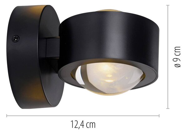 JUST LIGHT. GmbH Kinkiet LED Chia, możliwość ściemniania, czarny, salon / jadalnia, metal, nowoczesny