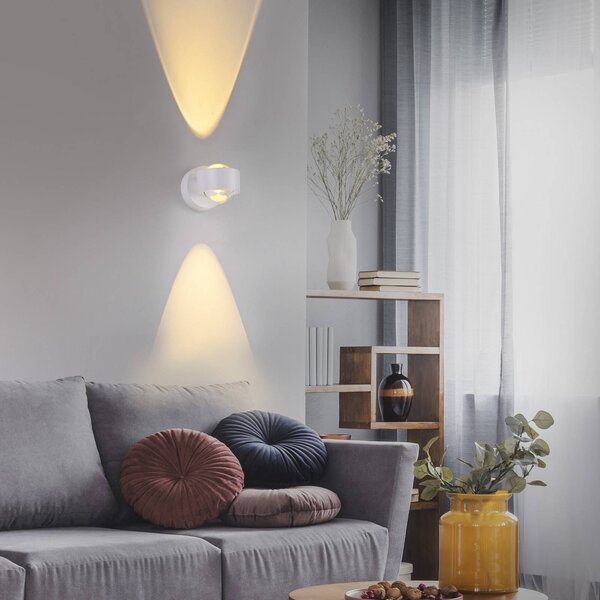 JUST LIGHT. GmbH Kinkiet LED Chia, możliwość ściemniania, biały / opal, salon / jadalnia, metal, nowoczesny