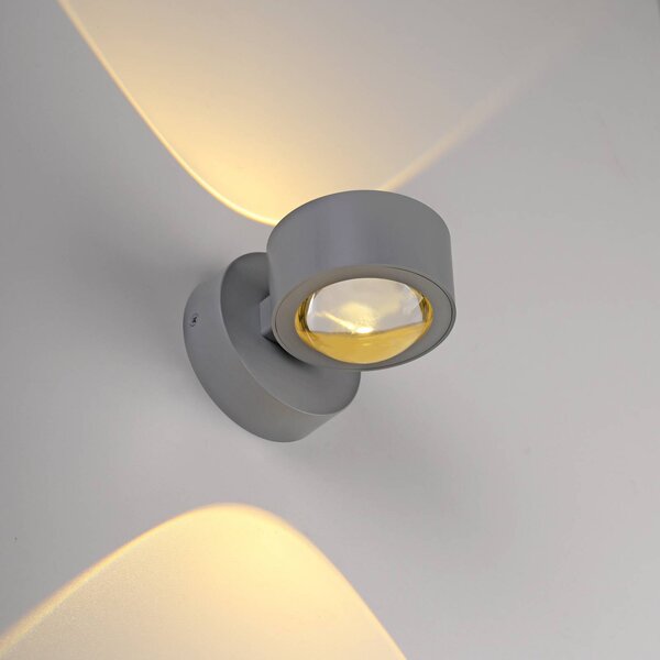 JUST LIGHT. GmbH Kinkiet LED Chia, możliwość ściemniania, aluminiowy / szary / cynkowy, salon / jadalnia, metal, nowoczesny