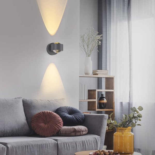 JUST LIGHT. GmbH Kinkiet LED Chia, możliwość ściemniania, aluminiowy / szary / cynkowy, salon / jadalnia, metal, nowoczesny