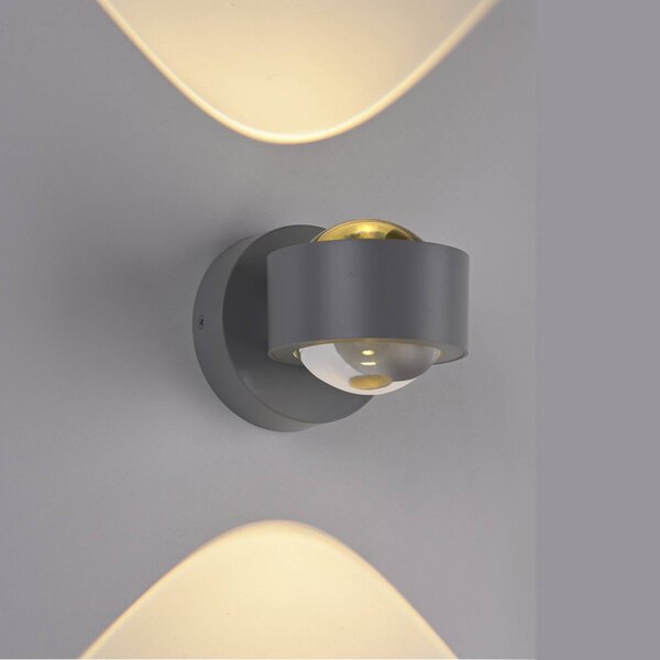 JUST LIGHT. GmbH Kinkiet LED Chia, możliwość ściemniania, aluminiowy / szary / cynkowy, salon / jadalnia, metal, nowoczesny