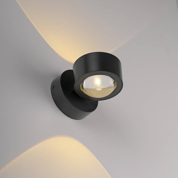JUST LIGHT. GmbH Kinkiet LED Chia, możliwość ściemniania, czarny, salon / jadalnia, metal, nowoczesny