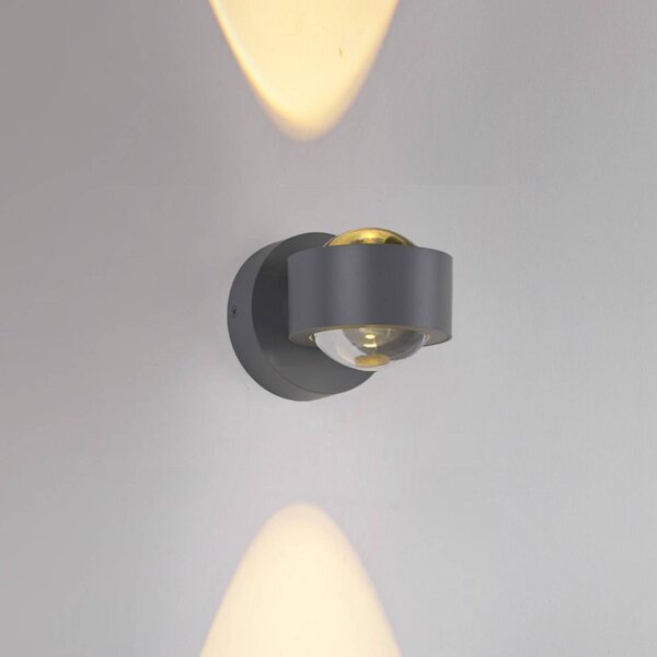 JUST LIGHT. GmbH Kinkiet LED Chia, możliwość ściemniania, aluminiowy / szary / cynkowy, salon / jadalnia, metal, nowoczesny
