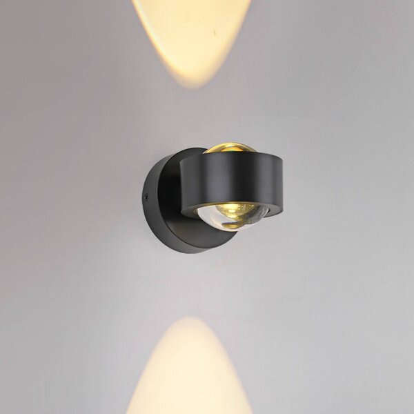 JUST LIGHT. GmbH Kinkiet LED Chia, możliwość ściemniania, czarny, salon / jadalnia, metal, nowoczesny
