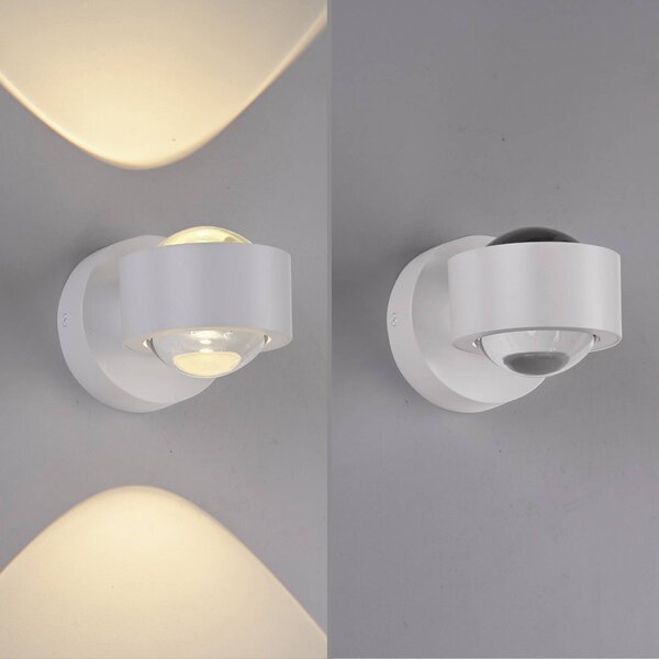 JUST LIGHT. GmbH Kinkiet LED Chia, możliwość ściemniania, biały / opal, salon / jadalnia, metal, nowoczesny
