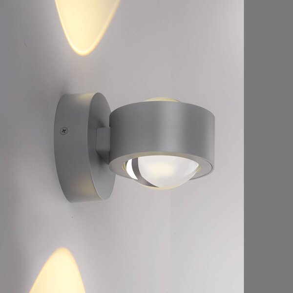 JUST LIGHT. GmbH Kinkiet LED Chia, możliwość ściemniania, aluminiowy / szary / cynkowy, salon / jadalnia, metal, nowoczesny