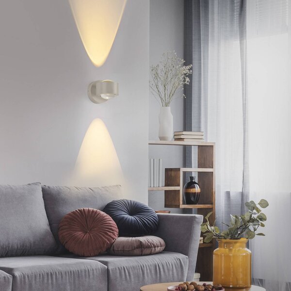 JUST LIGHT. GmbH Kinkiet LED Chia, możliwość ściemniania, kremowy / amber, salon / jadalnia, metal, nowoczesny