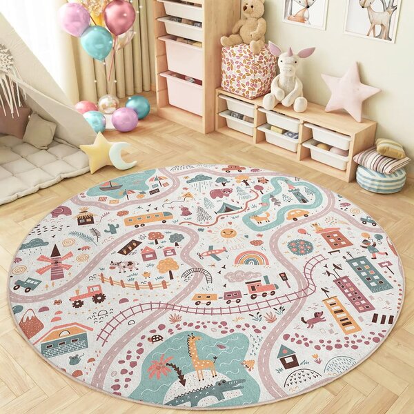 Dziecięcy dywan do zabawy odpowiedni do prania ø100 cm Furry World – Mila Home