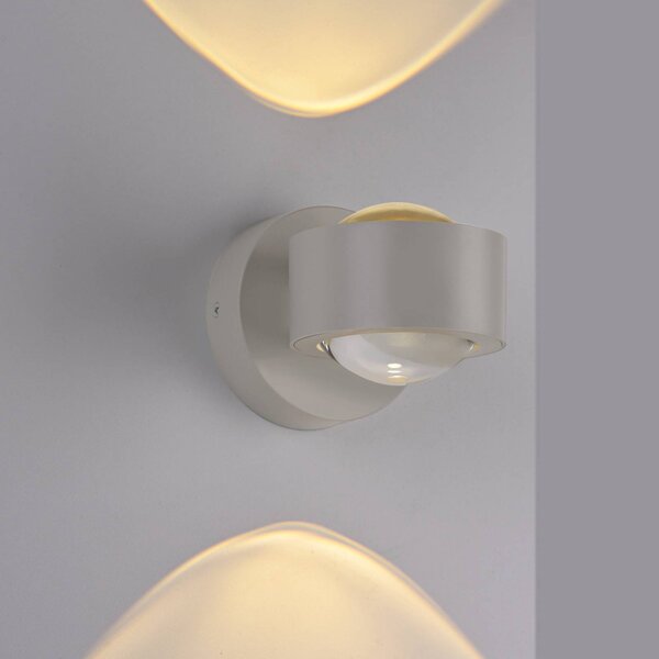 JUST LIGHT. GmbH Kinkiet LED Chia, możliwość ściemniania, kremowy / amber, salon / jadalnia, metal, nowoczesny
