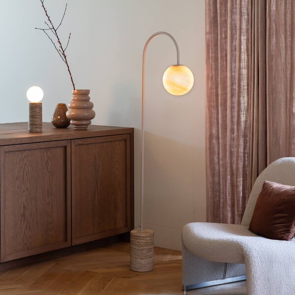 IT´S ABOUT ROMI Lampa łukowa - lampa stojąca Tivoli, kremowy / amber, salon / jadalnia, kamień, nowoczesny