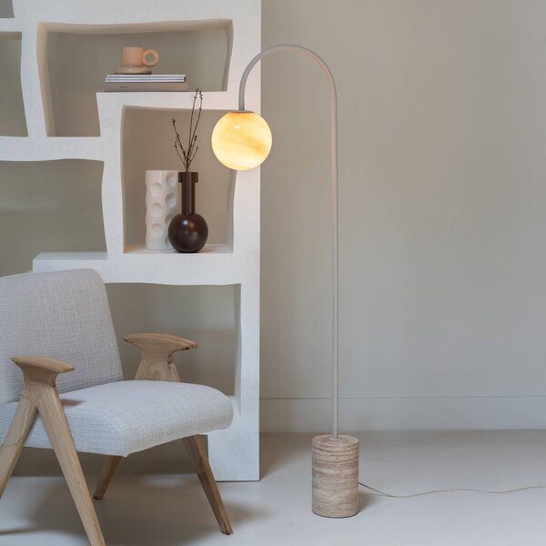IT´S ABOUT ROMI Lampa łukowa - lampa stojąca Tivoli, kremowy / amber, salon / jadalnia, kamień, nowoczesny