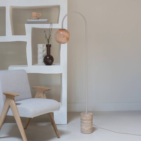 IT´S ABOUT ROMI Lampa łukowa - lampa stojąca Tivoli, kremowy / amber, salon / jadalnia, kamień, nowoczesny