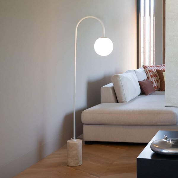 IT´S ABOUT ROMI Lampa łukowa - lampa stojąca Tivoli, biały / opal, salon / jadalnia, kamień, nowoczesny