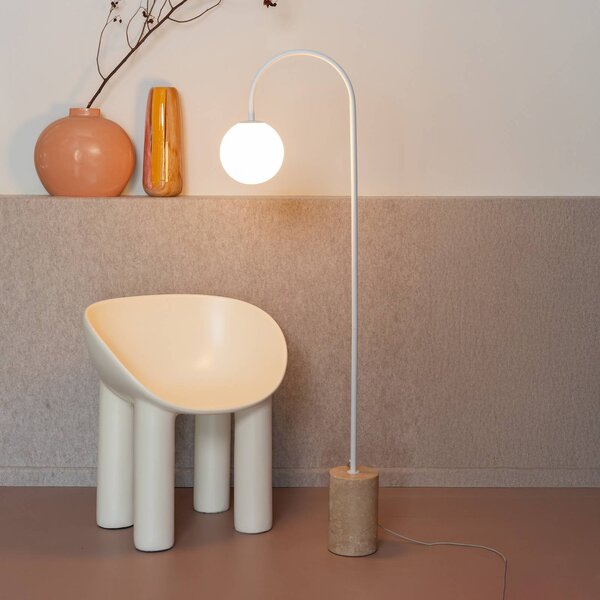 IT´S ABOUT ROMI Lampa łukowa - lampa stojąca Tivoli, biały / opal, salon / jadalnia, kamień, nowoczesny