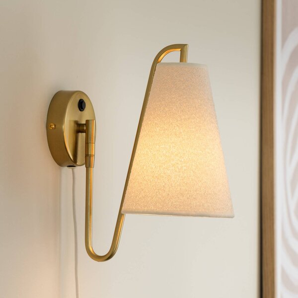 Globen Lighting Kinkiet Lou Bouclè, biały / opal, salon / jadalnia, tkanina / materiał / jedwab, design