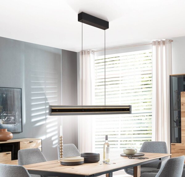 Schöner Wohnen Lampa wisząca Lena, możliwość ściemniania, czarny, salon / jadalnia, metal, nowoczesny