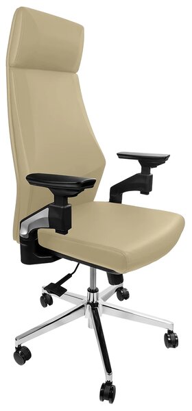 Fotel ergonomiczny biurowy z podłokietnikiem 4D Gunnar - kremowy