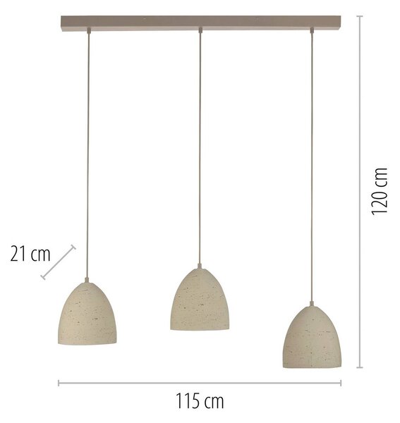 Schöner Wohnen Lampa wisząca Traventa, możliwość ściemniania, kremowy / amber, salon / jadalnia, beton, śródziemnomorski