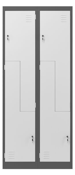 Szafa ubraniowa typu L JULIA, 800 x 1850 x 450 mm, antracytowo-biała