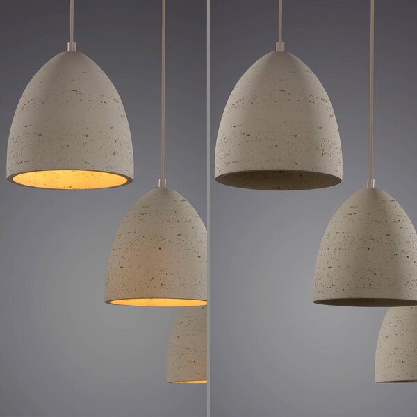 Schöner Wohnen Lampa wisząca Traventa, możliwość ściemniania, kremowy / amber, salon / jadalnia, beton, śródziemnomorski