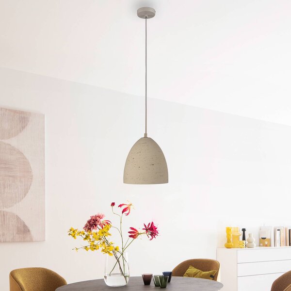 Schöner Wohnen Lampa wisząca Traventa, możliwość ściemniania, kremowy / amber, salon / jadalnia, beton, śródziemnomorski