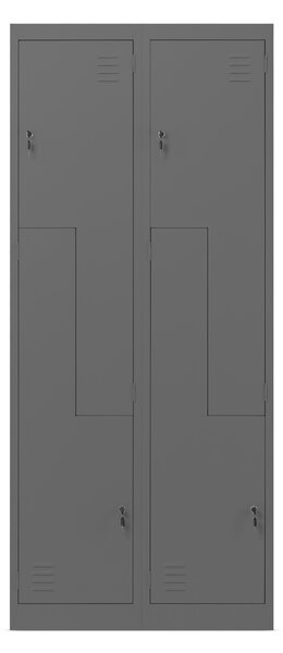 JAN NOWAK model JULIA, 800 x 1850 x 450 mm, szafa metalowa ubraniowa typu L: antracytowa