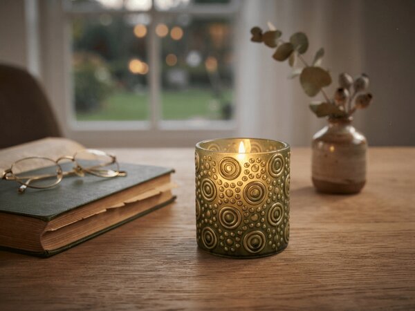 Świecznik na tealighty ANTIC GOLD 7,5x8 cm, zielony