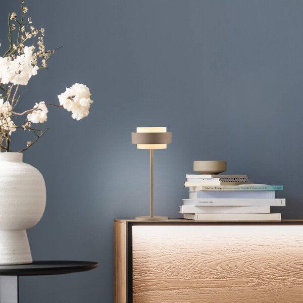 Schöner Wohnen Lampa stołowa LED Elmo, możliwość ściemniania, kremowy / amber, salon / jadalnia, metal, nowoczesny