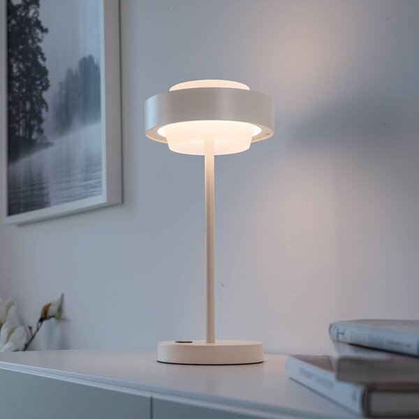 Schöner Wohnen Lampa stołowa LED Elmo, możliwość ściemniania, kremowy / amber, salon / jadalnia, metal, nowoczesny