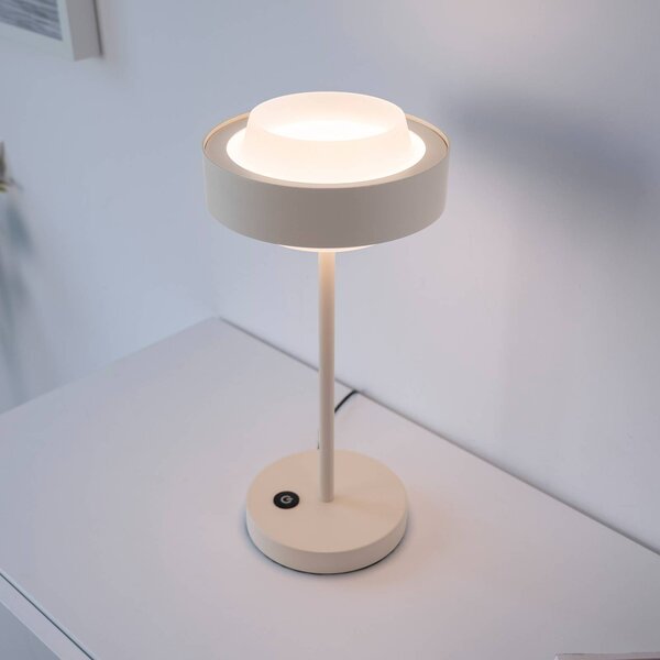 Schöner Wohnen Lampa stołowa LED Elmo, możliwość ściemniania, kremowy / amber, salon / jadalnia, metal, nowoczesny