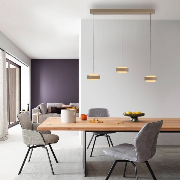 Schöner Wohnen Lampa wisząca Elmo, możliwość ściemniania, kremowy / amber, salon / jadalnia, metal, nowoczesny