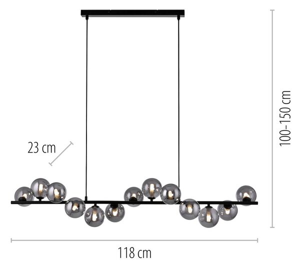 Schöner Wohnen Lampa wisząca szklana Dubai, czarny, salon / jadalnia, metal, nowoczesny