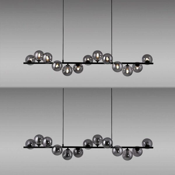 Schöner Wohnen Lampa wisząca szklana Dubai, czarny, salon / jadalnia, metal, nowoczesny